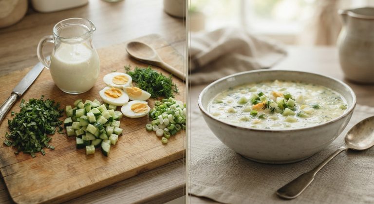 Balti šaltibarščiai su rūgštynėmis