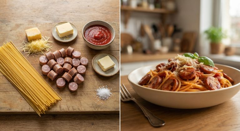 Spageti su dešrelėmis
