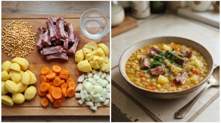 Žirnių sriuba su šonkauliukais